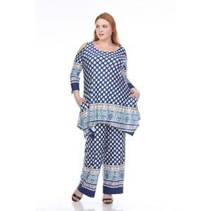 Plus Size Navy Dots Tops & Pajama Set Multisize WM 021